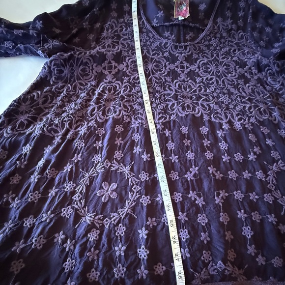 JOHNNY WAS Jossimar deep purple fully embroidered flowy tunic, XL - Picture 8 of 11